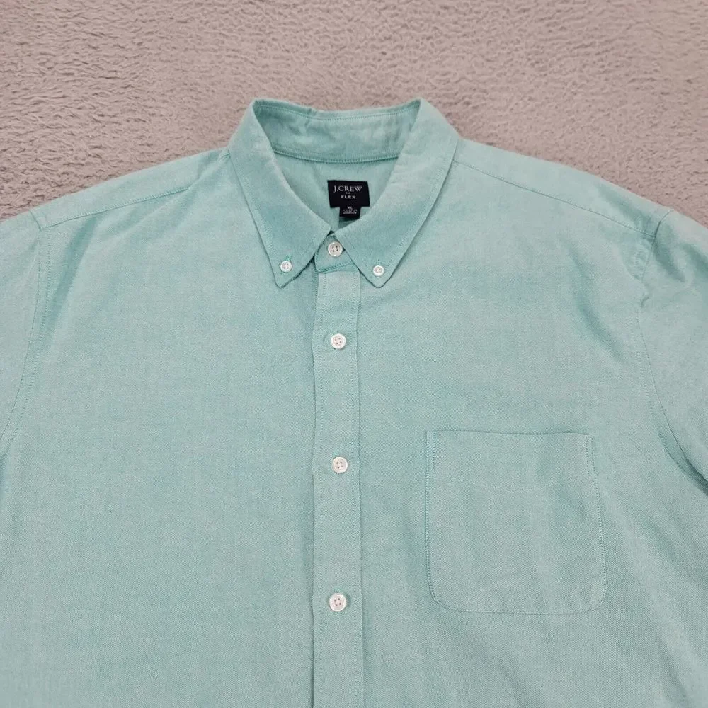 J. Crew Shirt Mens XL Green Flex Button Down Long Sleeve Pocket Preppy‎ Casual